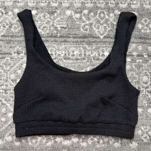 Jluxlabel Wynn Black Waffle Knit Crop Top Size Womens Large Sports Bra Style